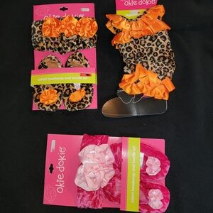 Okie Dokie Infant Headwrap and Bootie Set - Leopard and Pink